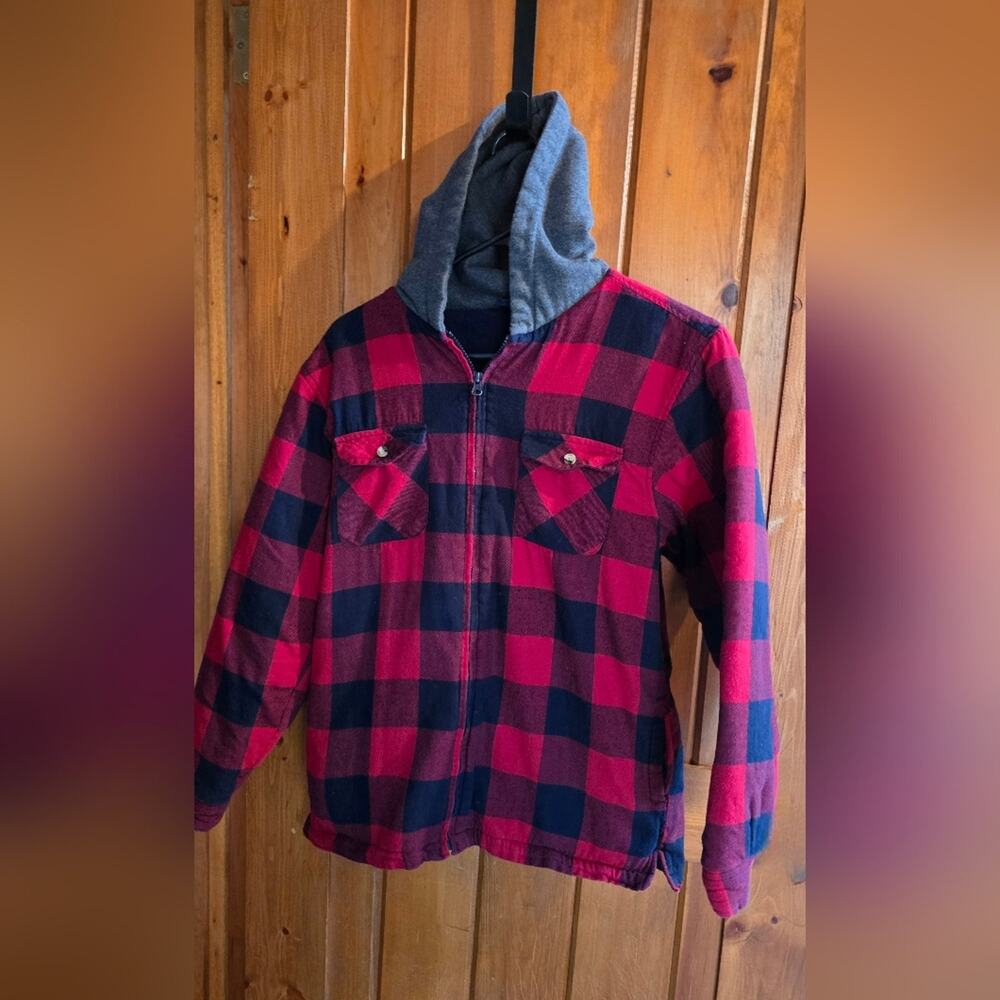 Kids Red and Black Plaid Hoodie